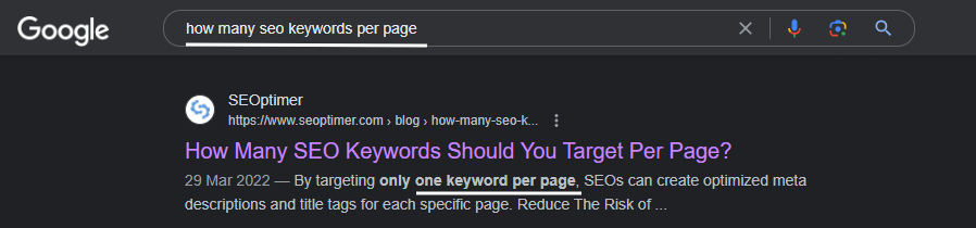 target keyword at start of description