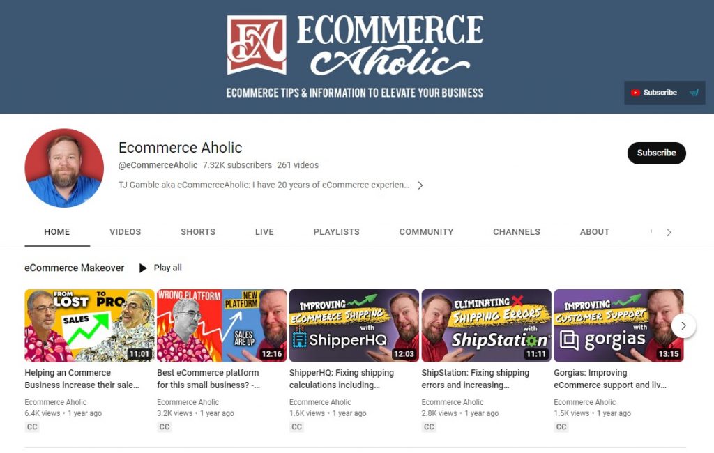 canal do youtube ecommerce aholic